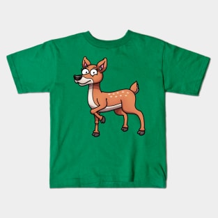 Cute Happy Cartoon Female Deer Kids T-Shirt